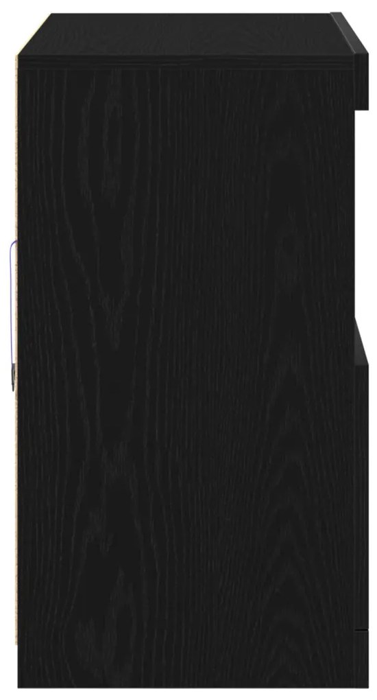 Oldalszekrény LED Műszaki Fekete tölgy 81x37x67 cm
