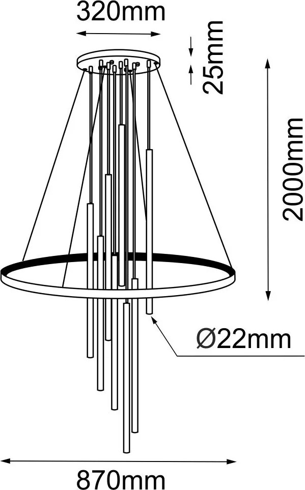 ANTIGO 8978 LUNA Modern Led Függesztett Lámpa Fekete, Matt Sárgaréz G9, LED IP20
