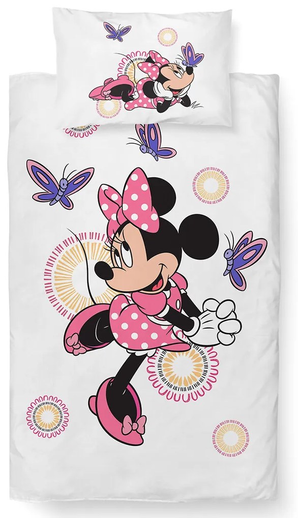 Carbotex Minnie és a pillangók gyermek ágynemű,100 x 135 cm, 40 x 60 cm