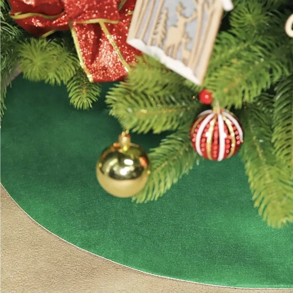 Szőnyeg Takaró Karácsonyfa Alá Díszes Zöld 80 CM