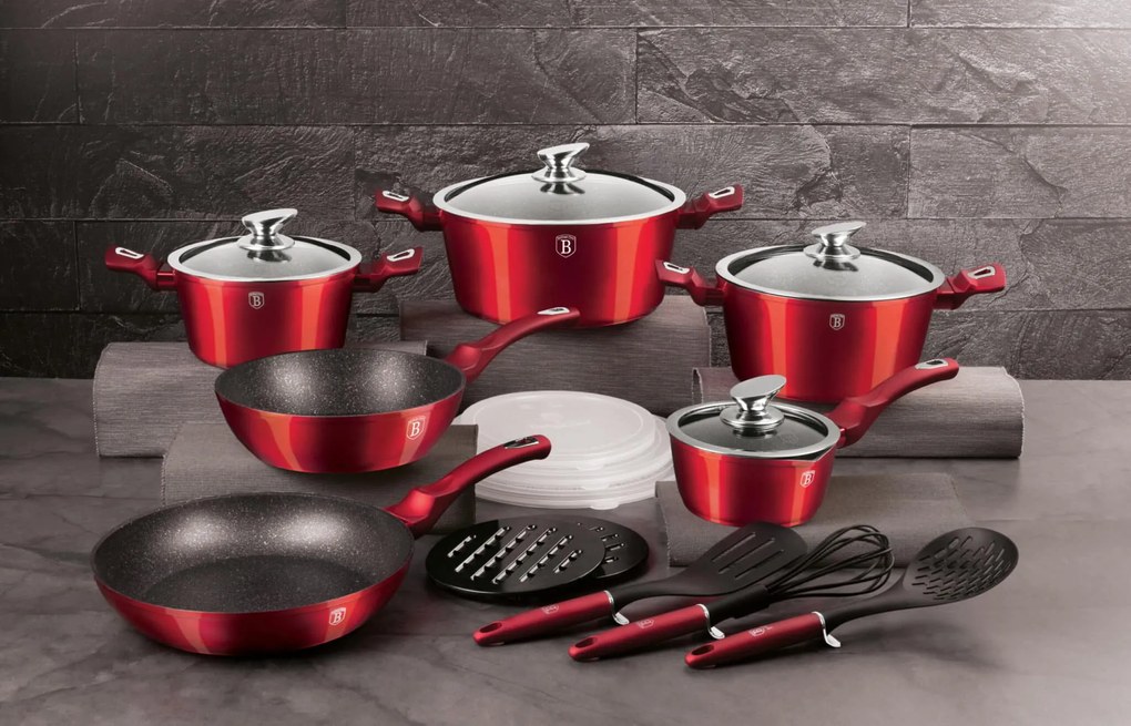 Berlinger Haus 18 részes edénykészlet Metallic Line Burgundy Edition