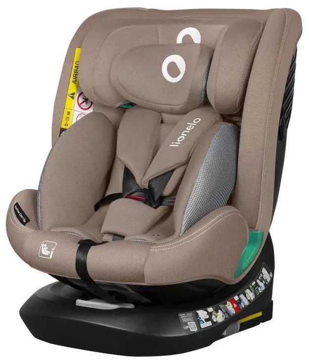 Lionelo - Forgatható autós gyerekülés alappal BASTIAAN ONE i-Size 40-150 cm bézs homok