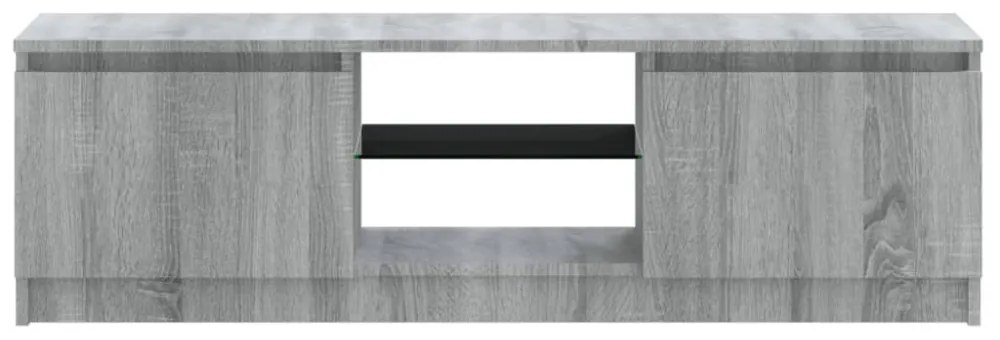 szürke sonoma színű TV-szekrény LED lámpákkal 120 x 30 x 35,5cm