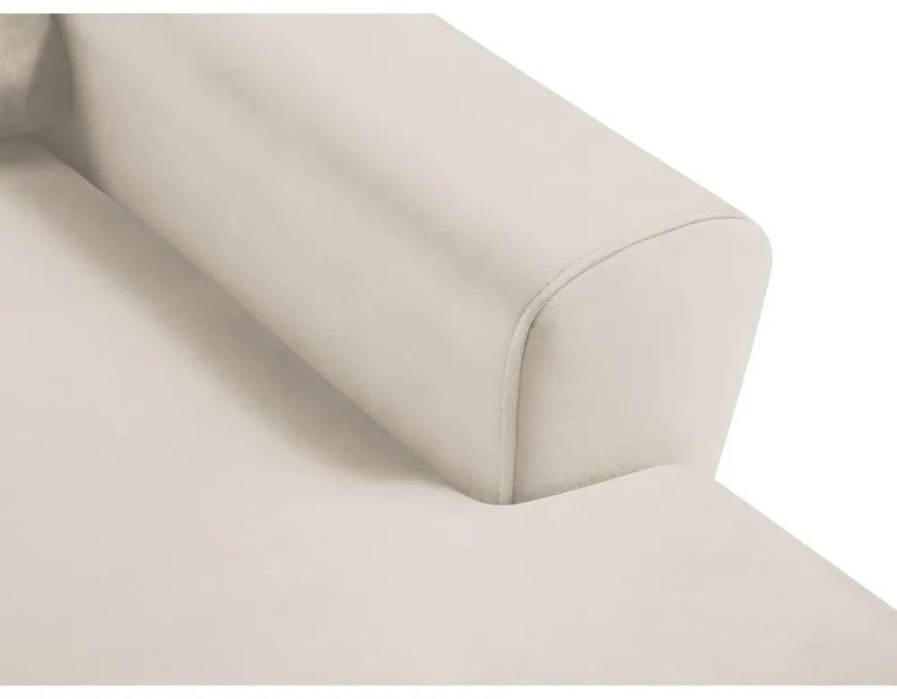 Bézs bársony kinyitható tárolóhelyes sarokkanapé (jobb oldali-heverő résszel) Kyoto – Cosmopolitan Design