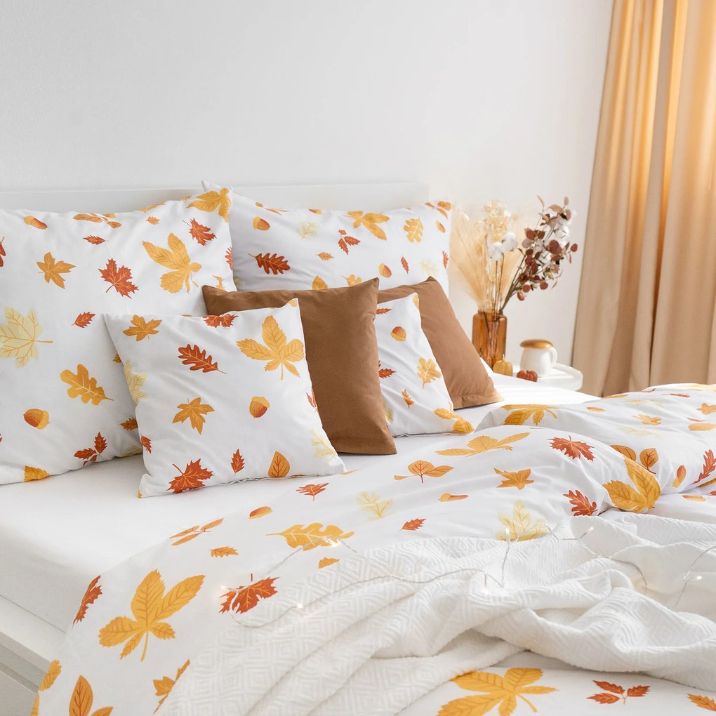 Goldea pamut ágyneműhuzat - őszi levelek 160 x 200 és 2db 70 x 80 cm