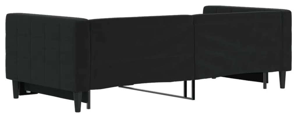 fekete kihúzható bársony heverő 90x200 cm