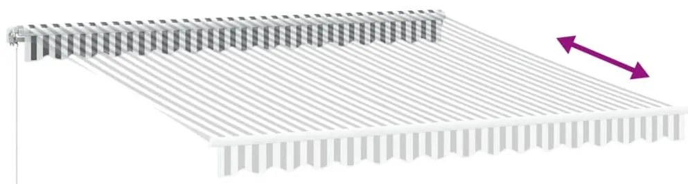 antracitszürke-fehér kézzel kihúzható napellenző 400 x 300 cm