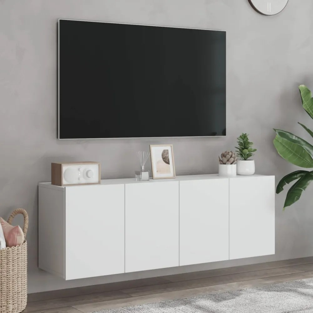 2 db fehér falra szerelhető TV-szekrény 60 x 30 x 41 cm