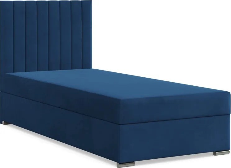 Agen egyszemélyes ágy, bársony, ágyneműtartóval, kék