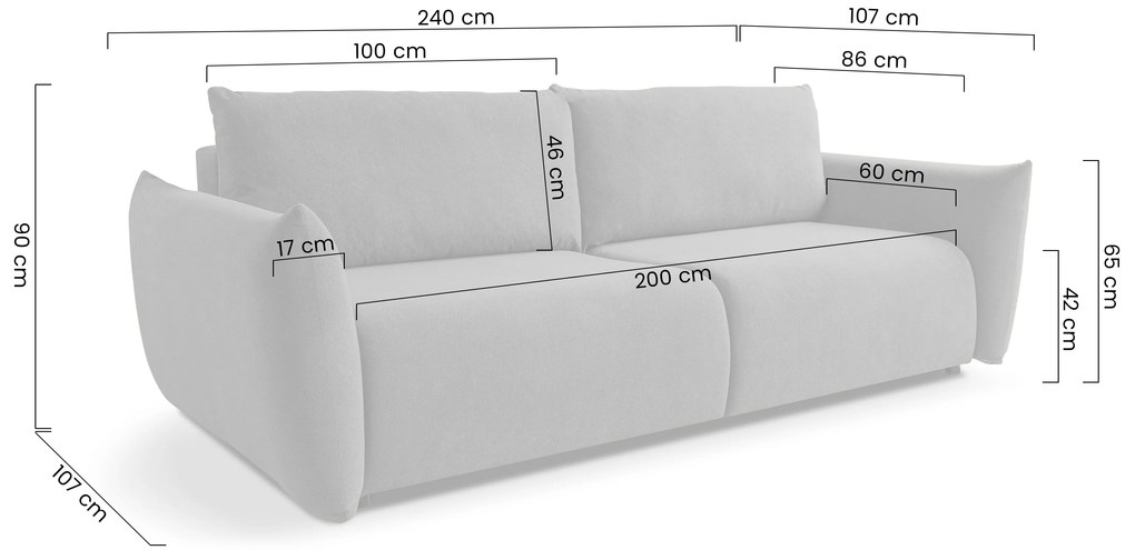 Calma kihúzható kanapé - bézs vízlepergető kötött szövet Curio 09
