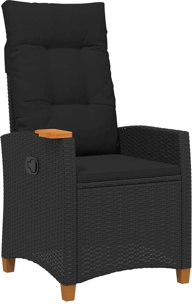 vidaXL Dönthető szék tea tállal Fekete 62 x 64 x 112 cm polirattan