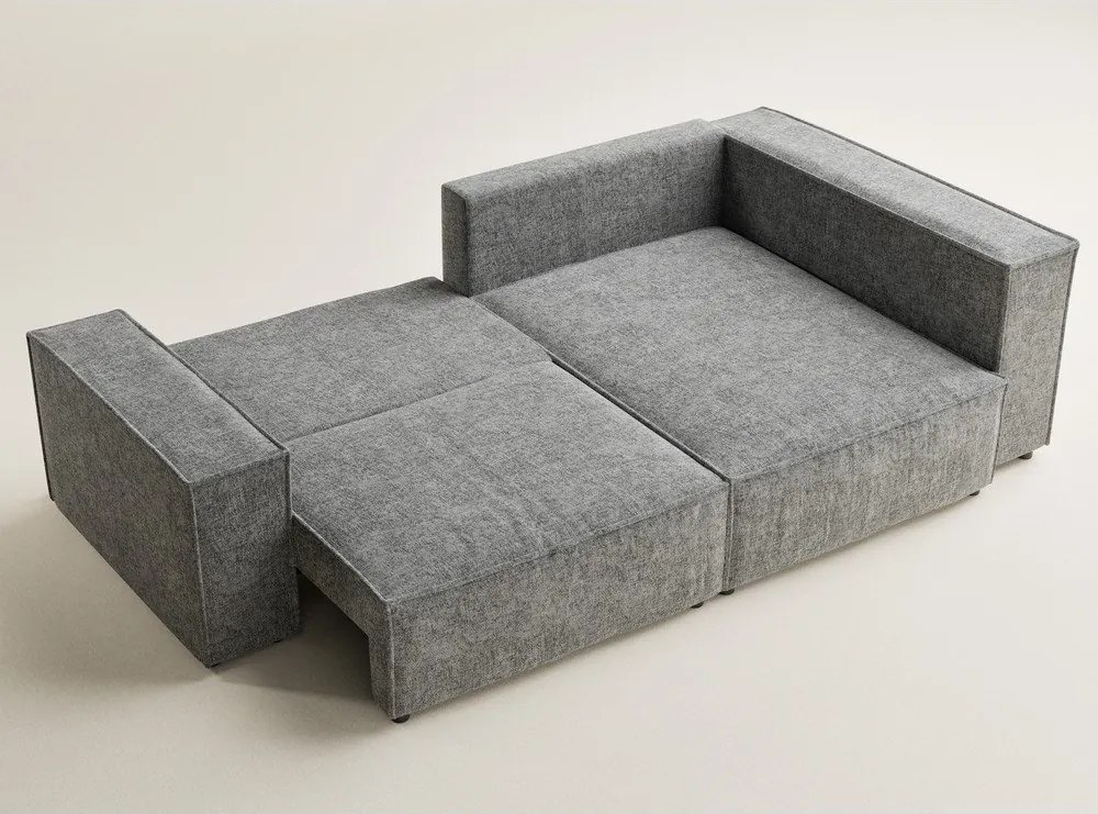 Szürke zsenília kinyitható-tárolóhelyes sarokkanapé (jobb oldali-L alakú) Tonga – Maison de Rêve