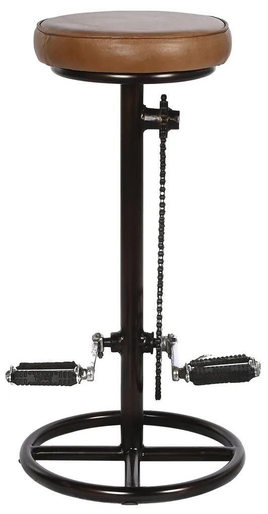 Loft Barna bőr bárszék bicikli pedálos 77 cm