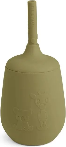 NUUROO szilikon pohár szívószállal- oliva