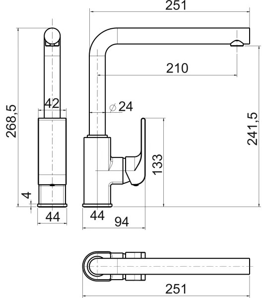 Novaservis - Mosogató csaptelep NOBLESS SHARP fényes króm