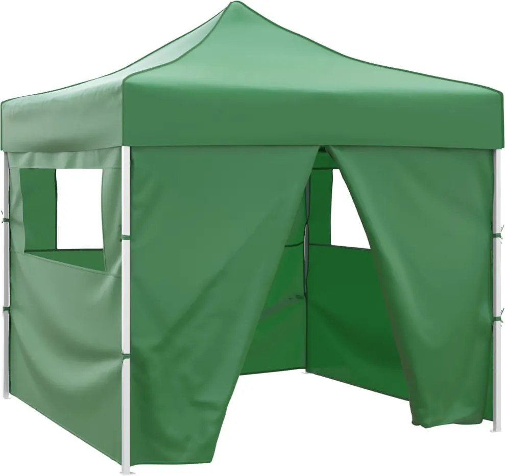 vidaXL zöld összecsukható pavilon 4 fallal 3 x 3 m