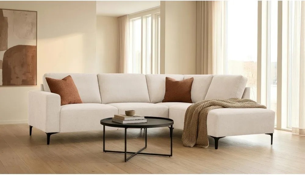 Bézs zsenília sarokkanapé (jobb oldali-L alakú) Fabian – Scandic