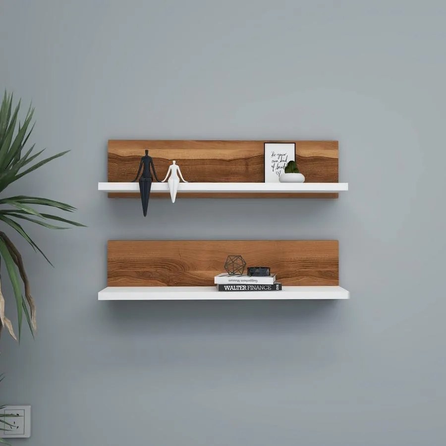 Fali polc Shelf - Diós, Fehér