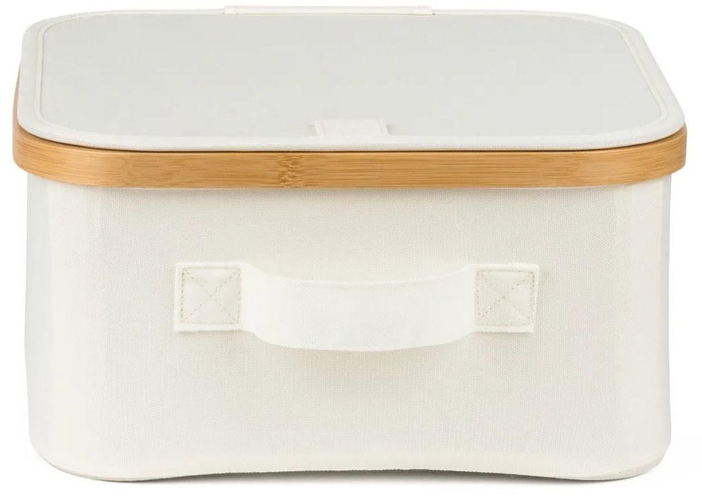 G21 tárolódoboz 30 x 30 x 15 cm, bambusz, fedéllel, bézs