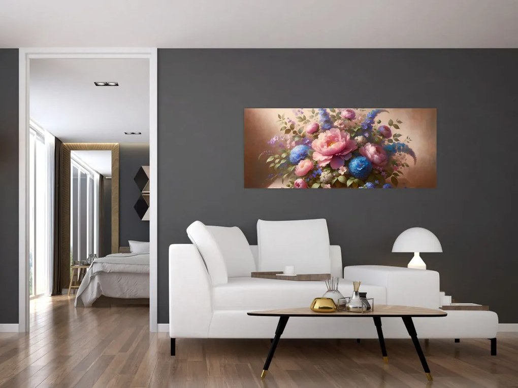 Kép - Asztal tele virágokkal (120x50 cm)