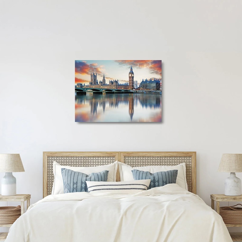 Kép - a Parlament londoni házai (üvegen) (70x50 cm)