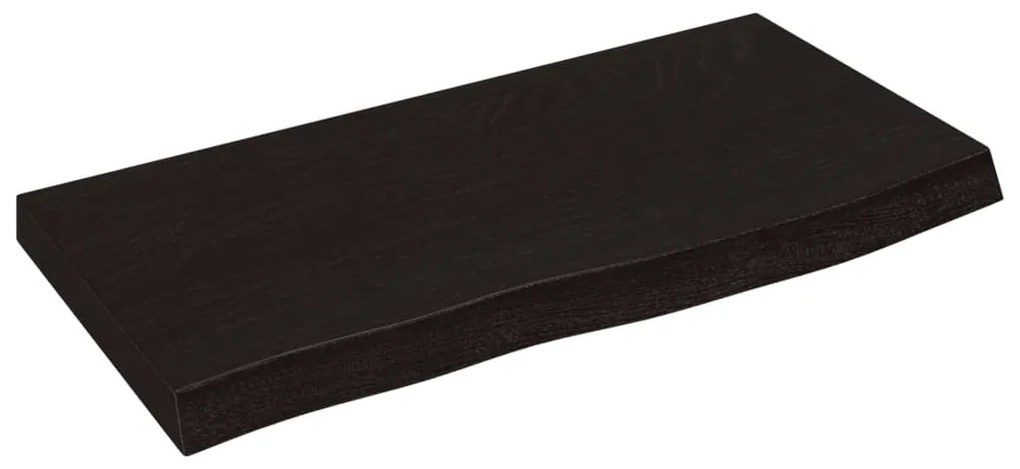 sötétbarna kezelt tömör tölgyfa fali polc 60x30x(2-4) cm