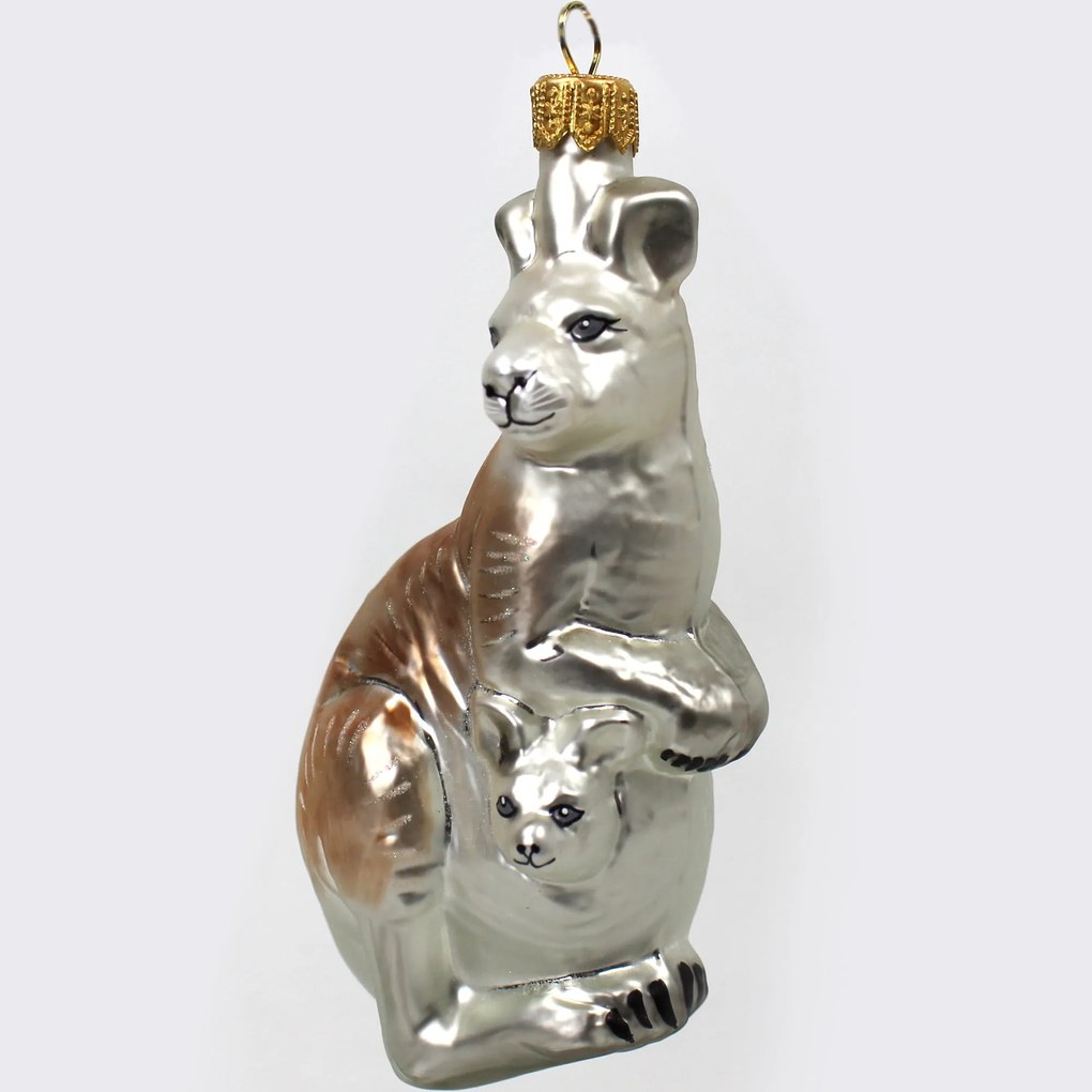 Kézzel díszített üveggömb Kenguruk