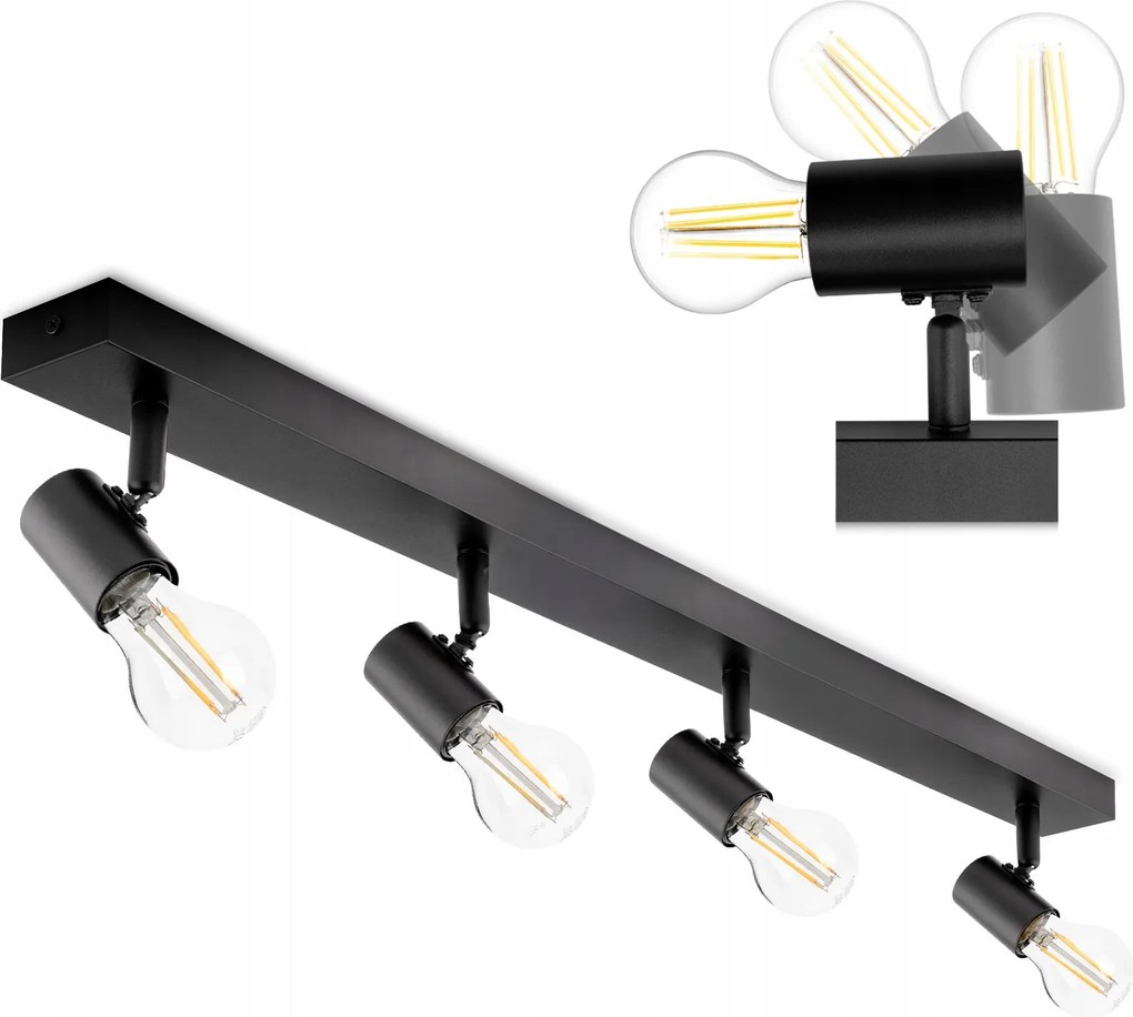 Mennyezeti lámpa Sín Izzó 4x E27 Függő díszléc Állítható lámpatest Loft