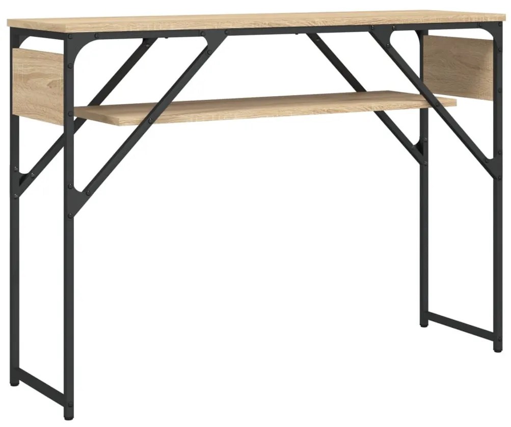 sonoma tölgy színű szerelt fa tálalóasztal polccal 105x30x75 cm