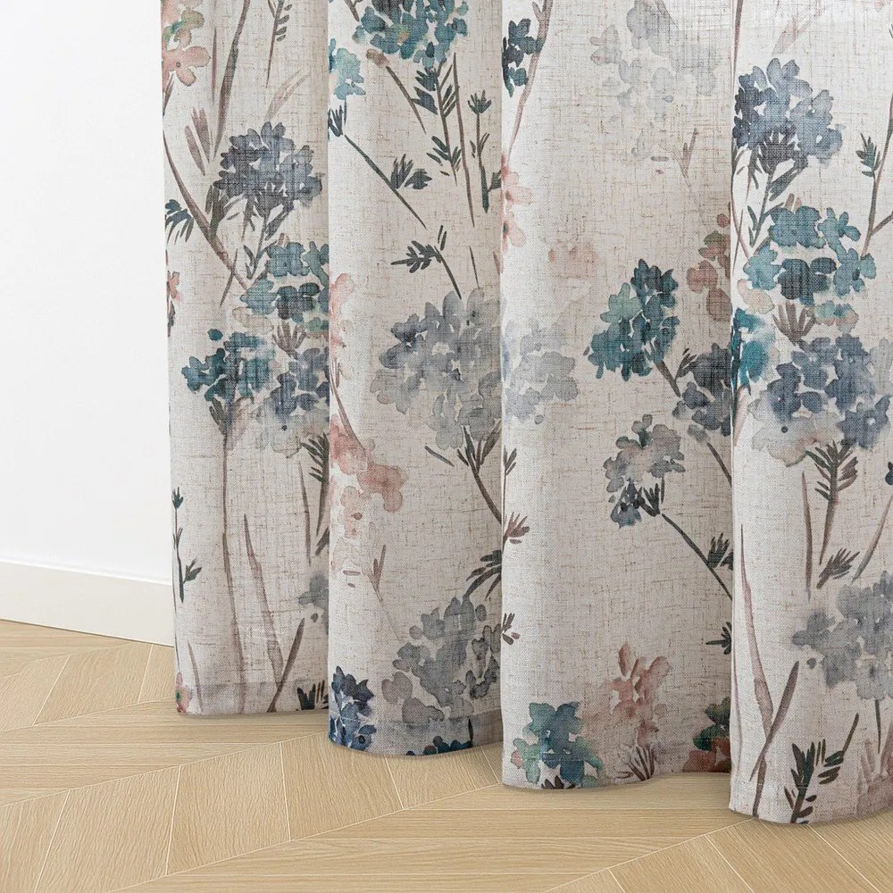 Világoskék-krémszínű függöny 135x250 cm Flosi – Restilo