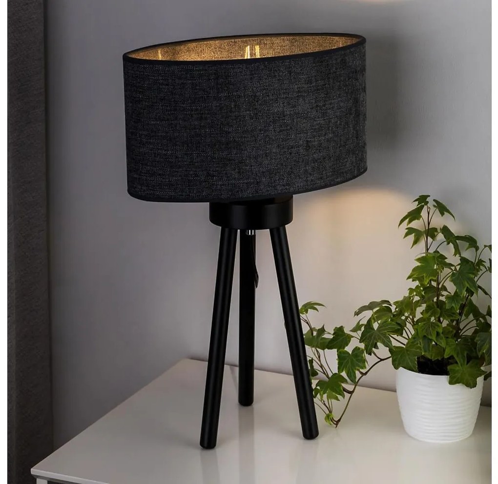 Duolla - Asztali lámpa OVAL 1xE27/15W/230V átm. 30 cm szürke