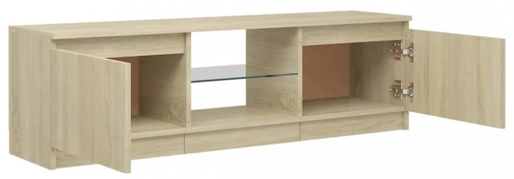 sonoma tölgy színű TV-szekrény LED lámpákkal 120x30x35,5 cm