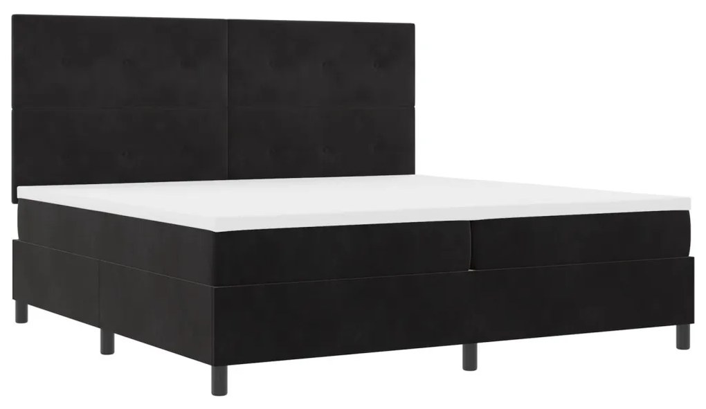 Boxspring Ágy Matrac nélkül Fekete 200x200 cm Bársony