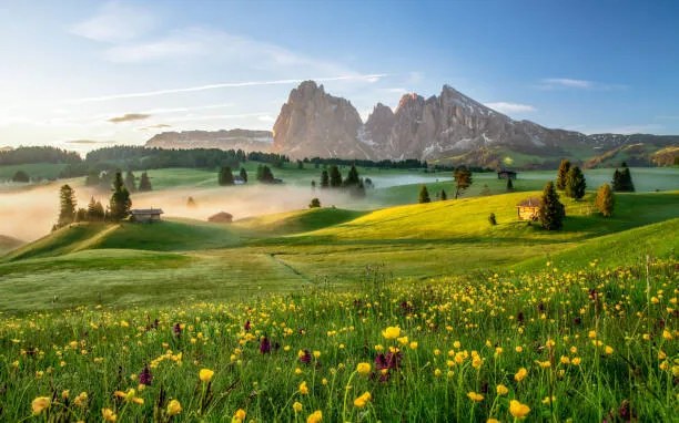 Fotográfia Seiser Alm, Dolomite Alps, Italy, Europe, Achim Thomae