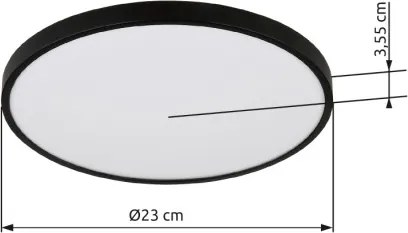 Globo 41566-15S Mennyezeti lámpa, matt fekete műanyag, fehér műanyag, felfelé is világít "háttérvilágítás", ø: 230mm, M: 35.5mm, tartozék: LED 15W 230V, 1300lm forrás, 650lm kimenet, 4000K