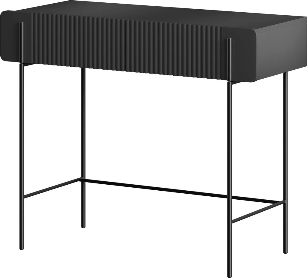 Malmi fésülködőasztal fiókokkal 100 cm - fekete matt / fekete lábak
