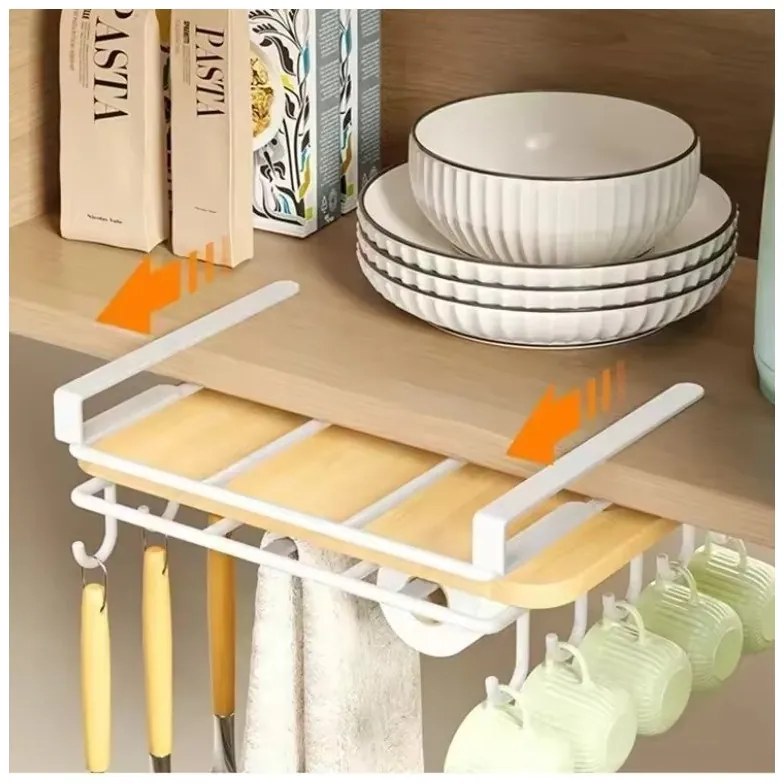 Függesztett konyhai rendező akasztókkal RAXIMO, fehér