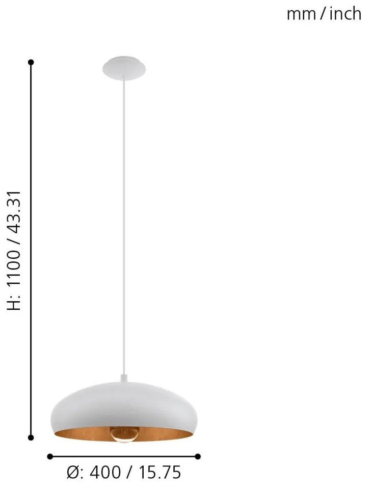 Eglo Mogano 1 94606 függeszték, 1x60W E27