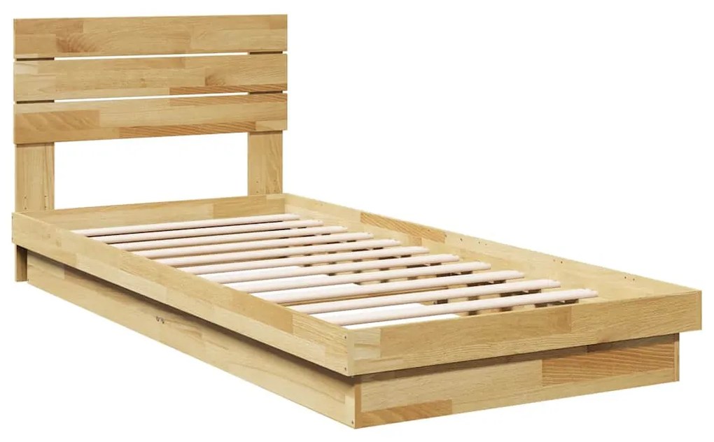 ágykeret fejtámlával matrac nélkül 80x200 cm tömör fa tölgyfa