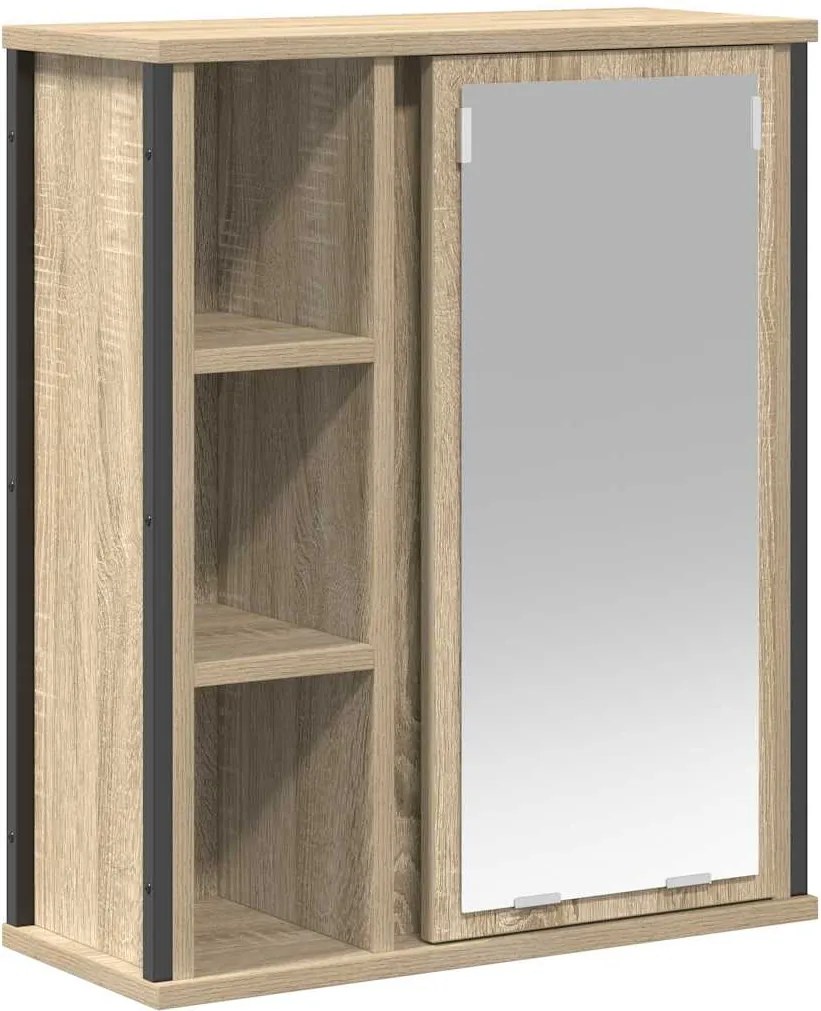 vidaXL tölgy színű fürdőszoba fali szekrény tükörrel 50x21x60 cm