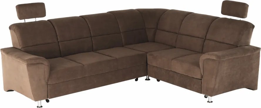 Kinyitható ülőgarnitúra, barna szövet, jobbos, SANTIAGO
