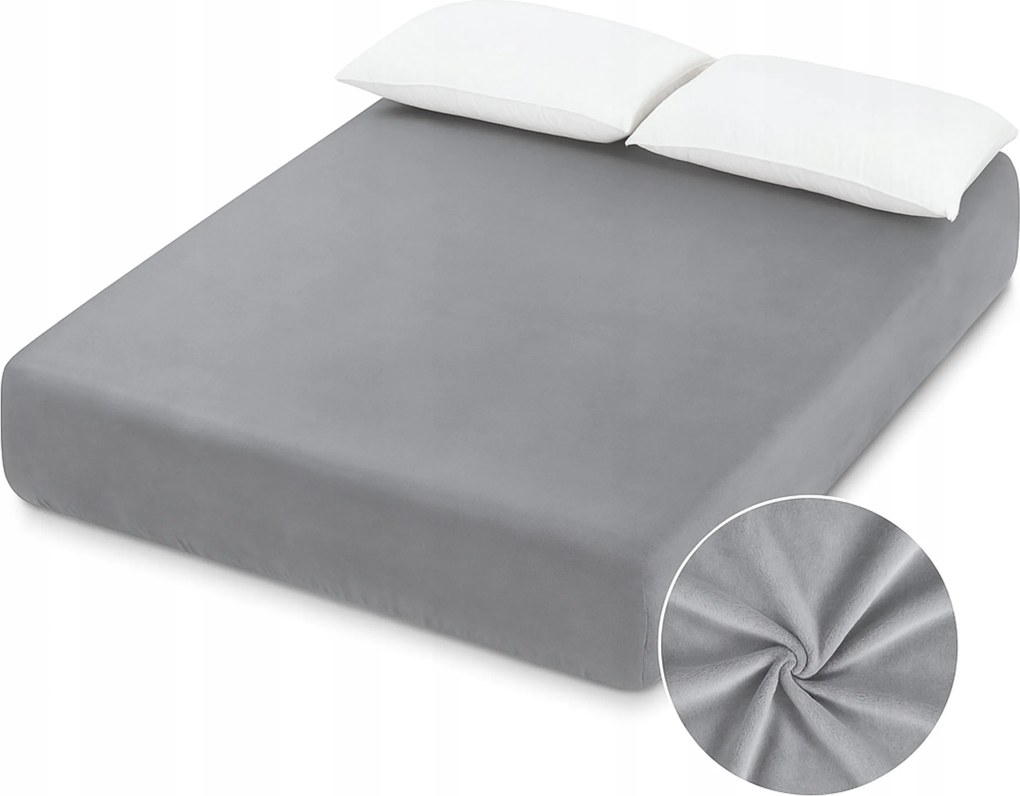 Velúr gumis lepedő 200x220 Sötétszürke Bársonyos Puha Maci