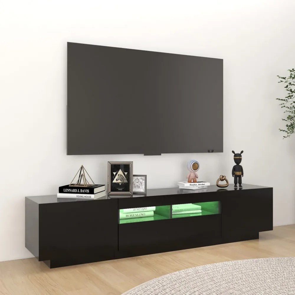 fekete TV-szekrény LED-lámpákkal 180 x 35 x 40 cm
