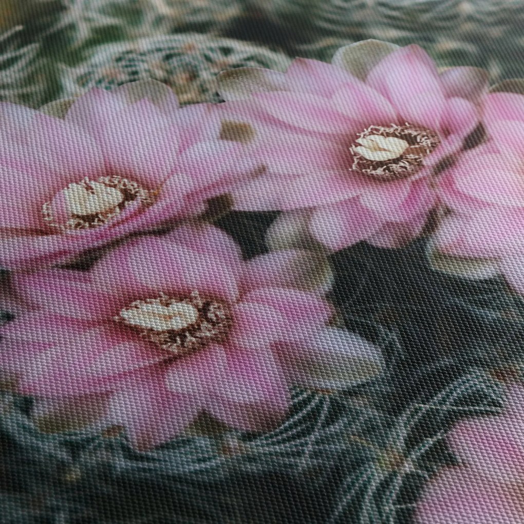 Kaktusz virágának képe (órával) (90x30 cm)