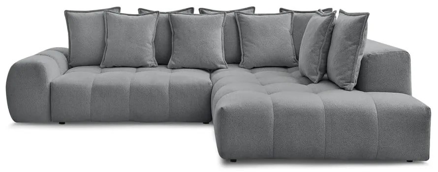 Sötétszürke zsenília kinyitható-tárolóhelyes sarokkanapé (jobb oldali-L alakú) Everest – Bobochic Paris