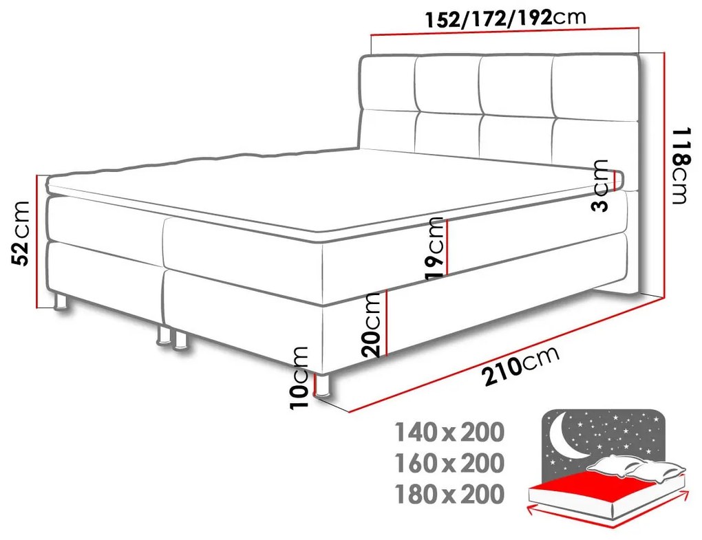 Franciaágy Boxspring 180 cm Amarydia (fresh 11). 1054289