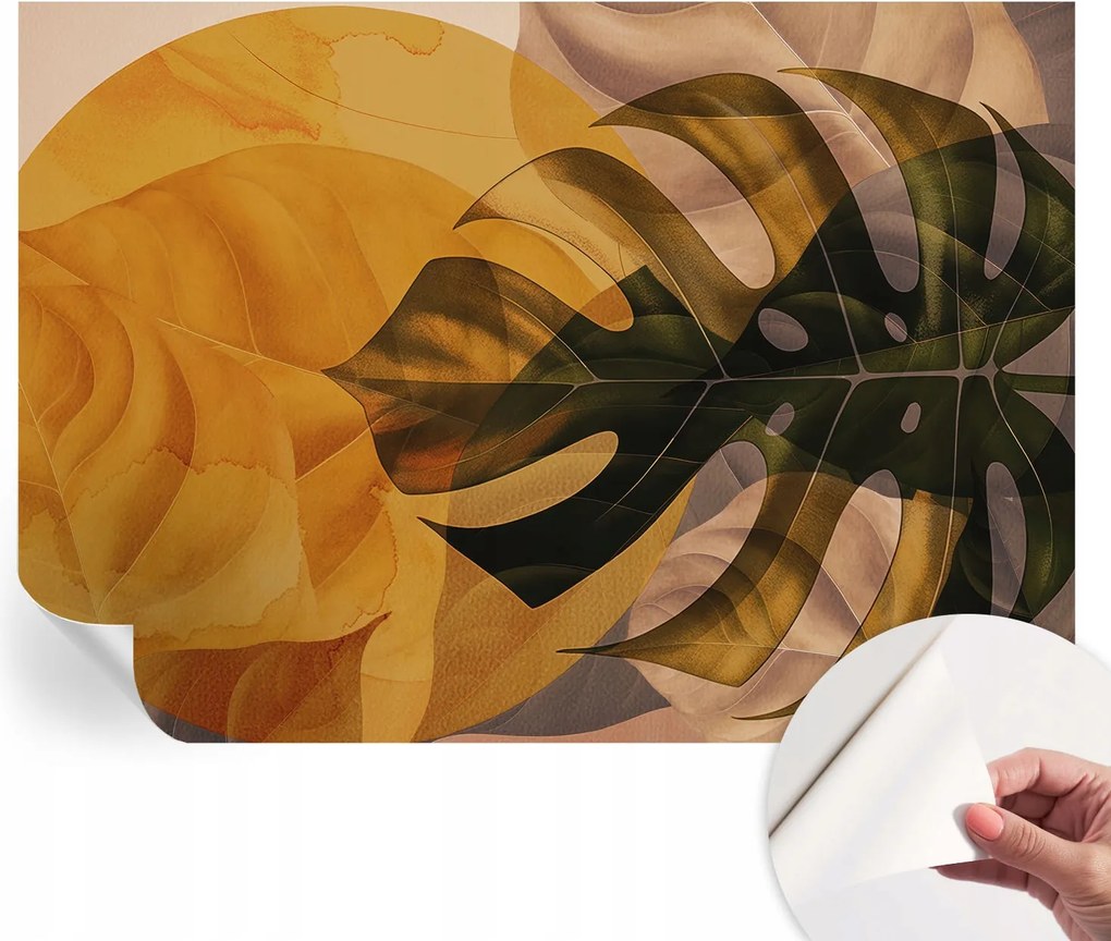 Divatos öntapadós tapéta Fali furnér Absztrakt levelek 312x219 cm