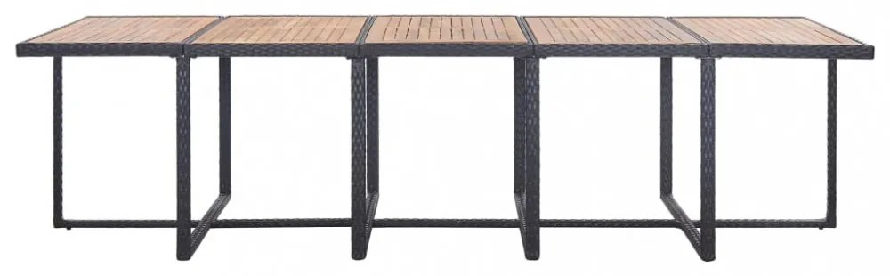 15 részes fekete polyrattan kültéri étkezőgarnitúra párnákkal