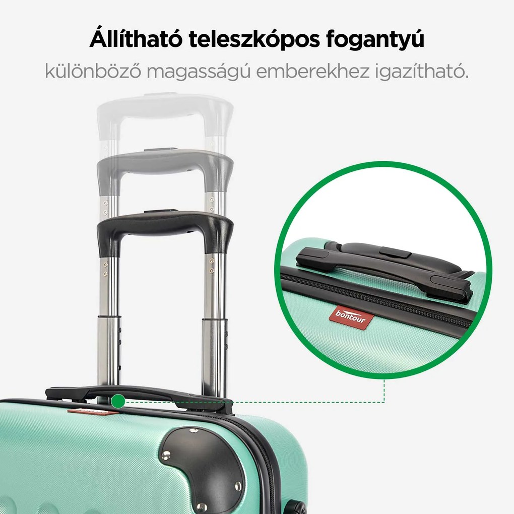 BONTOUR vertical 4 kerekes nagy borönd 76x50,5x29,5cm, púderzöld