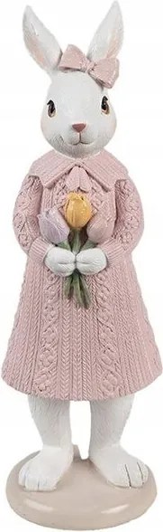 Dísz nyúllány rózsaszín ruhában 23 cm
